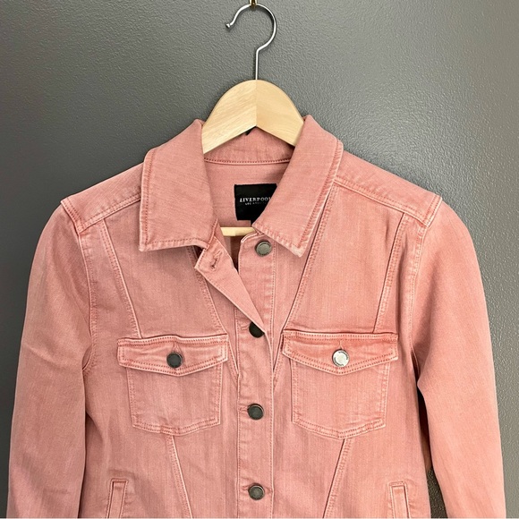 Liverpool Women Mauve Pink Denim Jacket Size Small - Picture 5 of 7